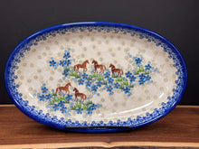 Load image into Gallery viewer, Platter, Karp Oval Large 14" - Blue Meadow Horses
