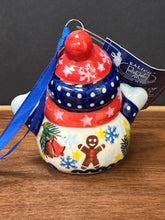 Load image into Gallery viewer, Ornament, Snowman with Scarf - Gingerbread Cookie
