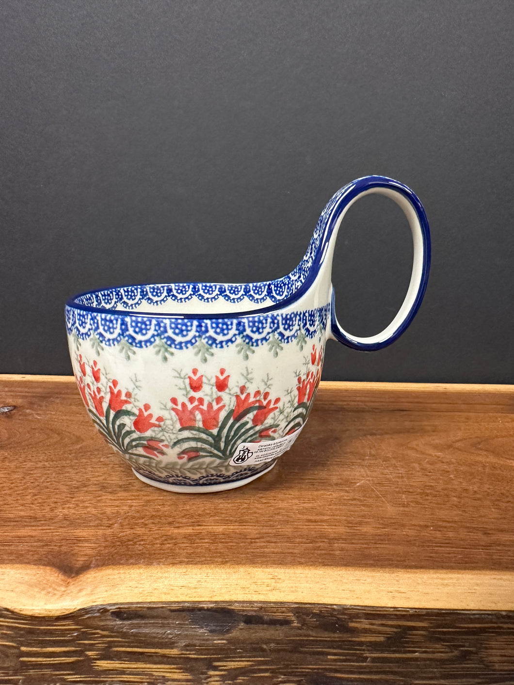 Bowl, Loop Handle Soup - Crimson Bell