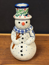 Load image into Gallery viewer, Snowman, Candle Holder - Holly Wreath

