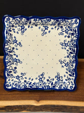 Load image into Gallery viewer, Platter, Square W/Scalloped Rim - Blue Ivy
