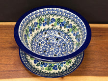 Load image into Gallery viewer, Berry Bowl w/Saucer, 8"W - Blue Berries
