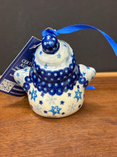 Load image into Gallery viewer, Ornament, Snowman with Scarf - Blue Stars
