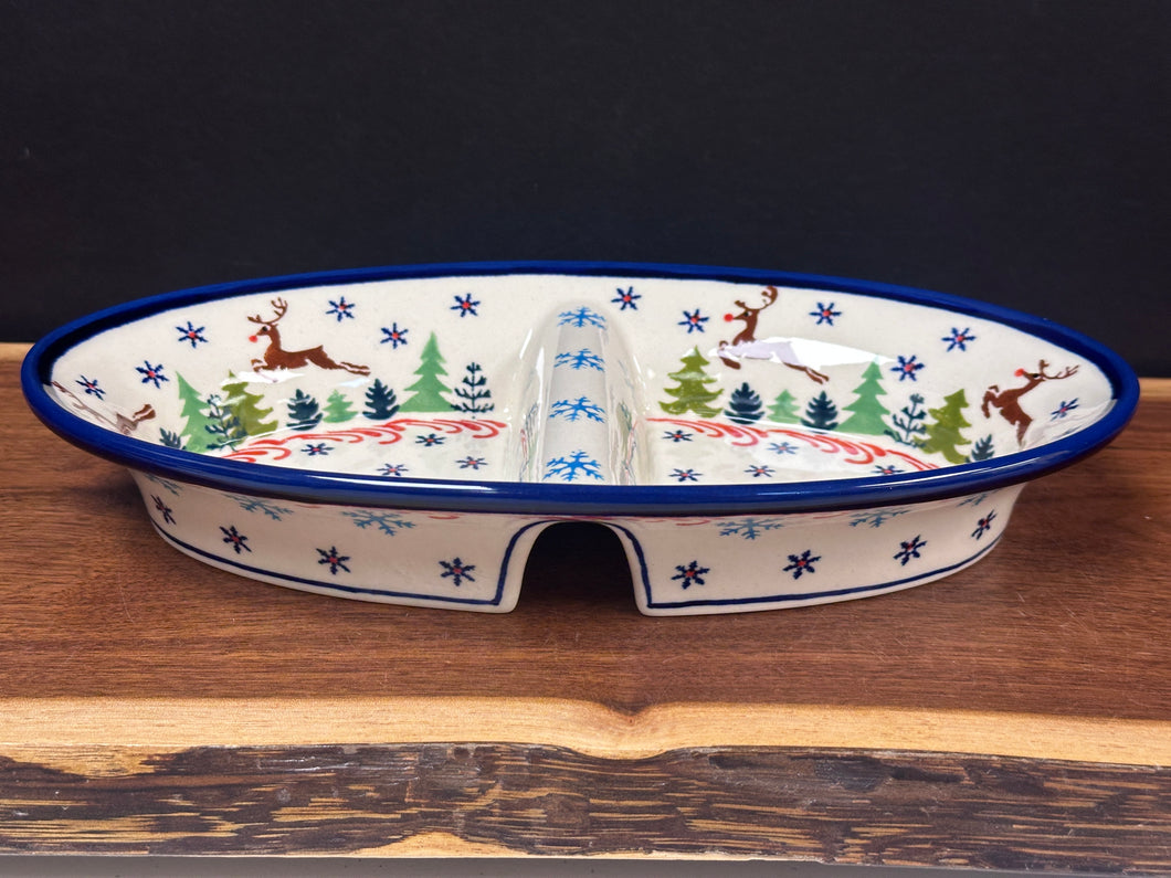 Dish, Oval Divided - Reindeer Games