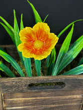 Load image into Gallery viewer, Flower, 1 Pc. - Large Hibiscus on 11” Wire Stem - Two-Toned Yellow/Orange
