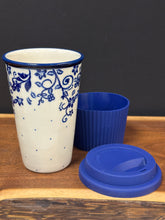Load image into Gallery viewer, Mug, Travel 12 oz with Silicone Lid &amp; Sleeve - Blue Ivy
