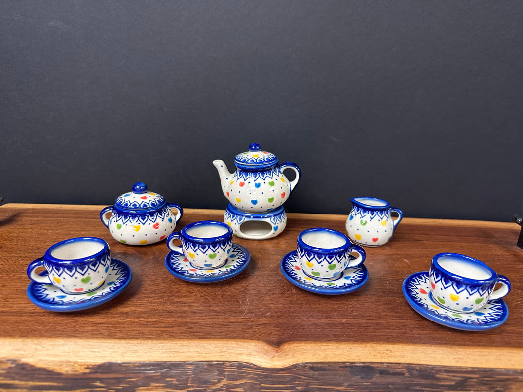 Miniature Tea Set - Pastel Hearts