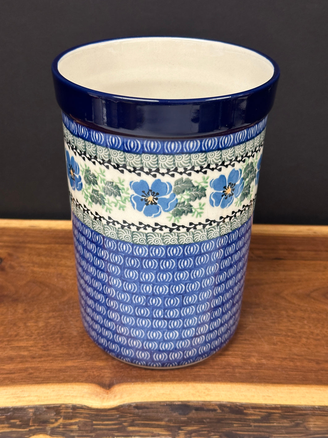 Wine Crock/Utensil Holder 7.75”  H -  Morning Glory