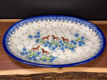Load image into Gallery viewer, Platter, Karp Oval Large 14" - Blue Meadow Horses
