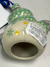 Load image into Gallery viewer, Ornament, Snowman with Scarf - Mint w/Teddy - Crack on Bottom -See Photo
