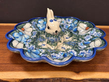 Load image into Gallery viewer, Egg Plate, Bunny Rabbit Figurine - Blue and White Delight
