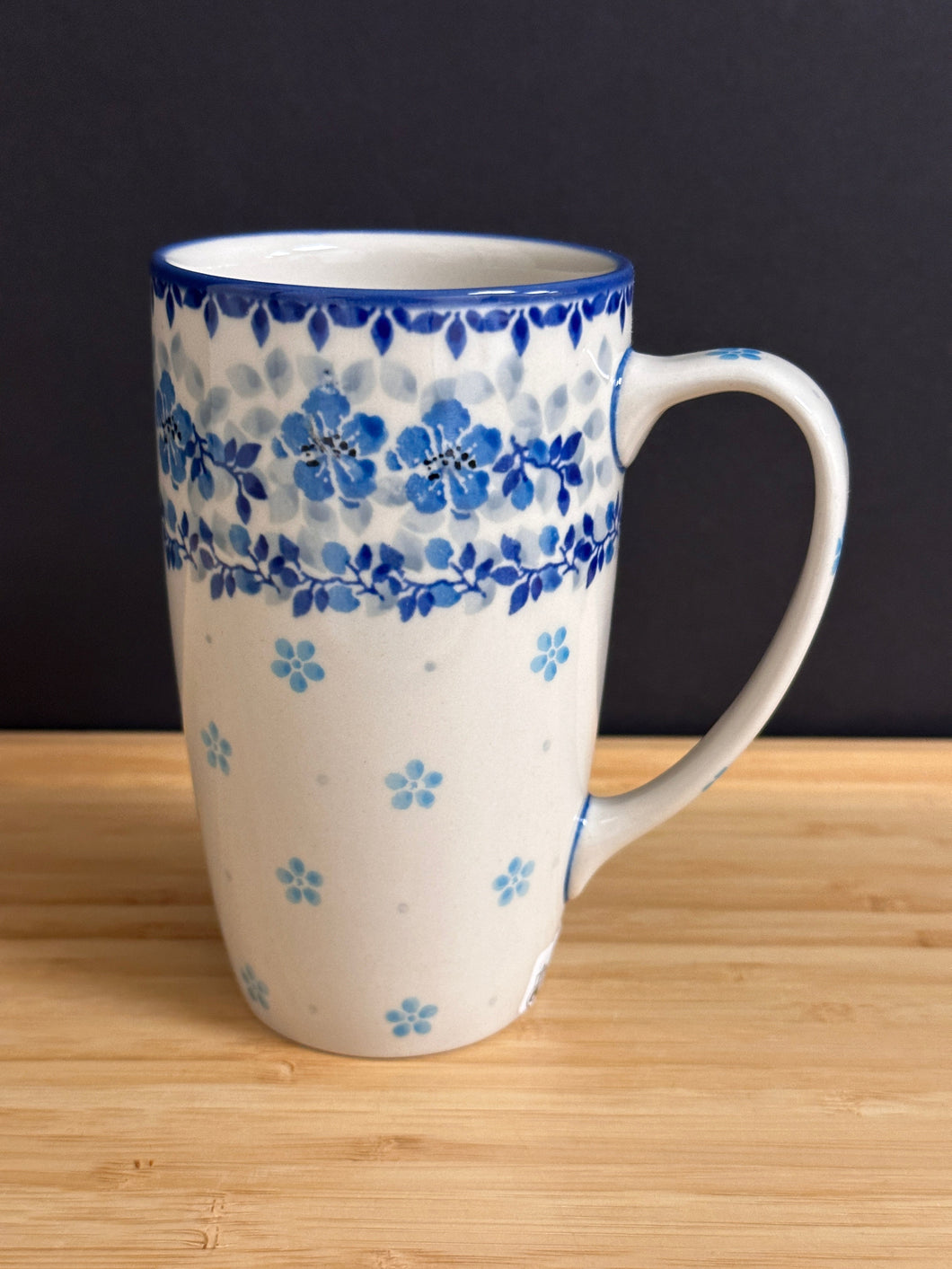 Mug, Tall Café 12 oz - Flax Flower