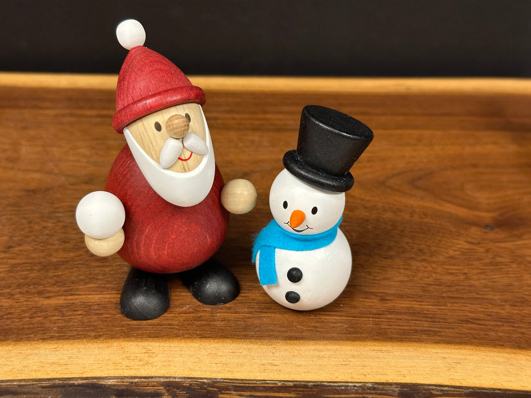 Santa Figurine, Wooden - With Frosty