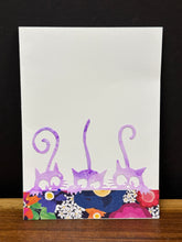 Load image into Gallery viewer, Hand-painted Greeting Card - Trio of Purple Cats
