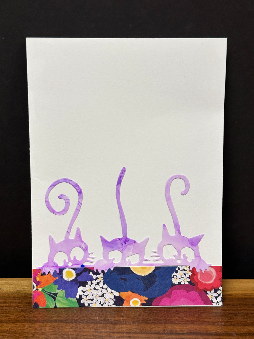 Hand-painted Greeting Card - Trio of Purple Cats