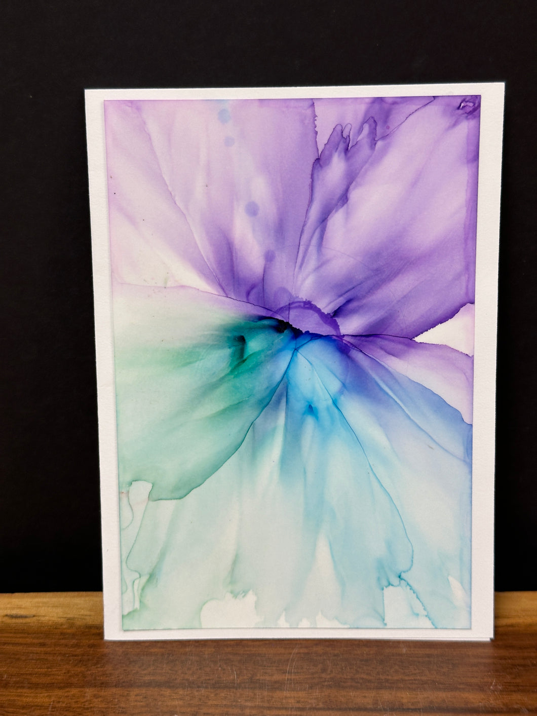 Hand-painted Greeting Card - Alcohol Ink Flowers