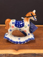Load image into Gallery viewer, Rocking Horse Figurine - Brown Mane, Blue Saddle
