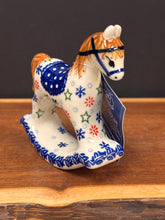 Load image into Gallery viewer, Rocking Horse Figurine - Brown Mane, Blue Saddle
