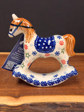Load image into Gallery viewer, Rocking Horse Figurine - Brown Mane, Blue Saddle
