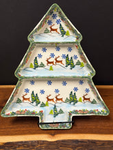 Load image into Gallery viewer, Platter, Christmas Tree Shape Divided - Reindeer in the Snow
