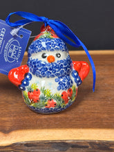 Load image into Gallery viewer, Ornament, Snowman with Scarf - Cranberries
