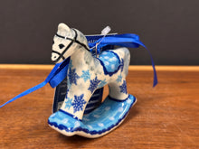 Load image into Gallery viewer, Rocking Horse Ornament - Snowy Blue
