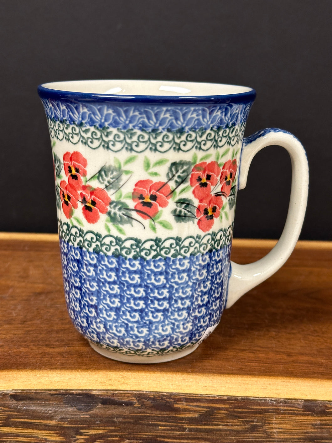 Mug, Bistro 16 oz. - Red Pansy