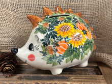 Load image into Gallery viewer, Hedgehog Coin Bank - Autumn Sunflowers
