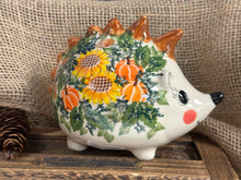 Load image into Gallery viewer, Hedgehog Coin Bank - Autumn Sunflowers
