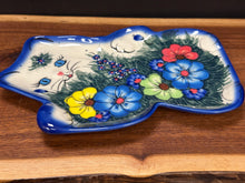 Load image into Gallery viewer, Cat Shaped Plate - Blue Eyes Bright Floral
