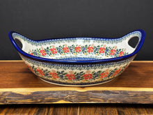 Load image into Gallery viewer, Bowl/Platter with Handles - Red Wreath
