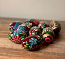 Load image into Gallery viewer, Eggs, 2&quot; Wooden Pysanky - Burgundy
