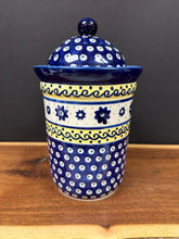 Load image into Gallery viewer, Canister, Pre-owned 9&quot; tall w/lid - Blue Wave
