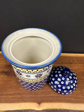 Load image into Gallery viewer, Canister, Pre-owned 9&quot; tall w/lid - Blue Wave
