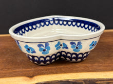 Load image into Gallery viewer, Bowl, Pre-Owned Heart Shaped 6&quot; - Light Blue Pansy

