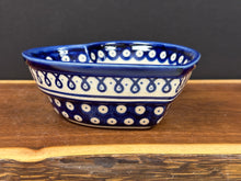 Load image into Gallery viewer, Bowl, Pre-Owned Heart Shaped 6&quot; - Peacock Dots &amp; Swirls
