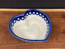 Load image into Gallery viewer, Bowl, Pre-Owned Heart Shaped 6&quot; - Peacock Dots &amp; Swirls
