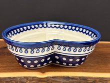 Load image into Gallery viewer, Bowl, Pre-Owned Heart Shaped 8&quot; - Peacock Dots &amp; Loops
