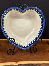 Load image into Gallery viewer, Bowl, Pre-Owned Heart Shaped 8&quot; - Peacock Dots &amp; Loops
