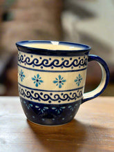 Load image into Gallery viewer, Mug, Pre-owned 12 oz. - Light Blue Diamond Flowers
