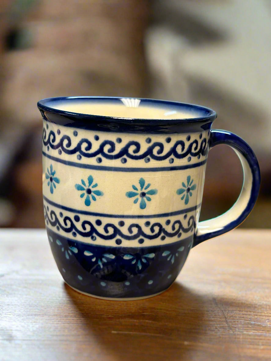Mug, Pre-owned 12 oz. - Light Blue Diamond Flowers
