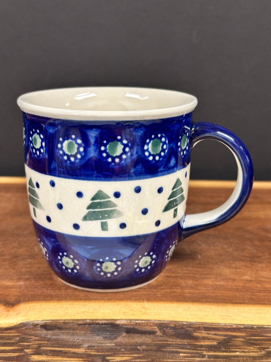 Mug, Pre-owned 12 oz. - Evergreen Trees & Dots