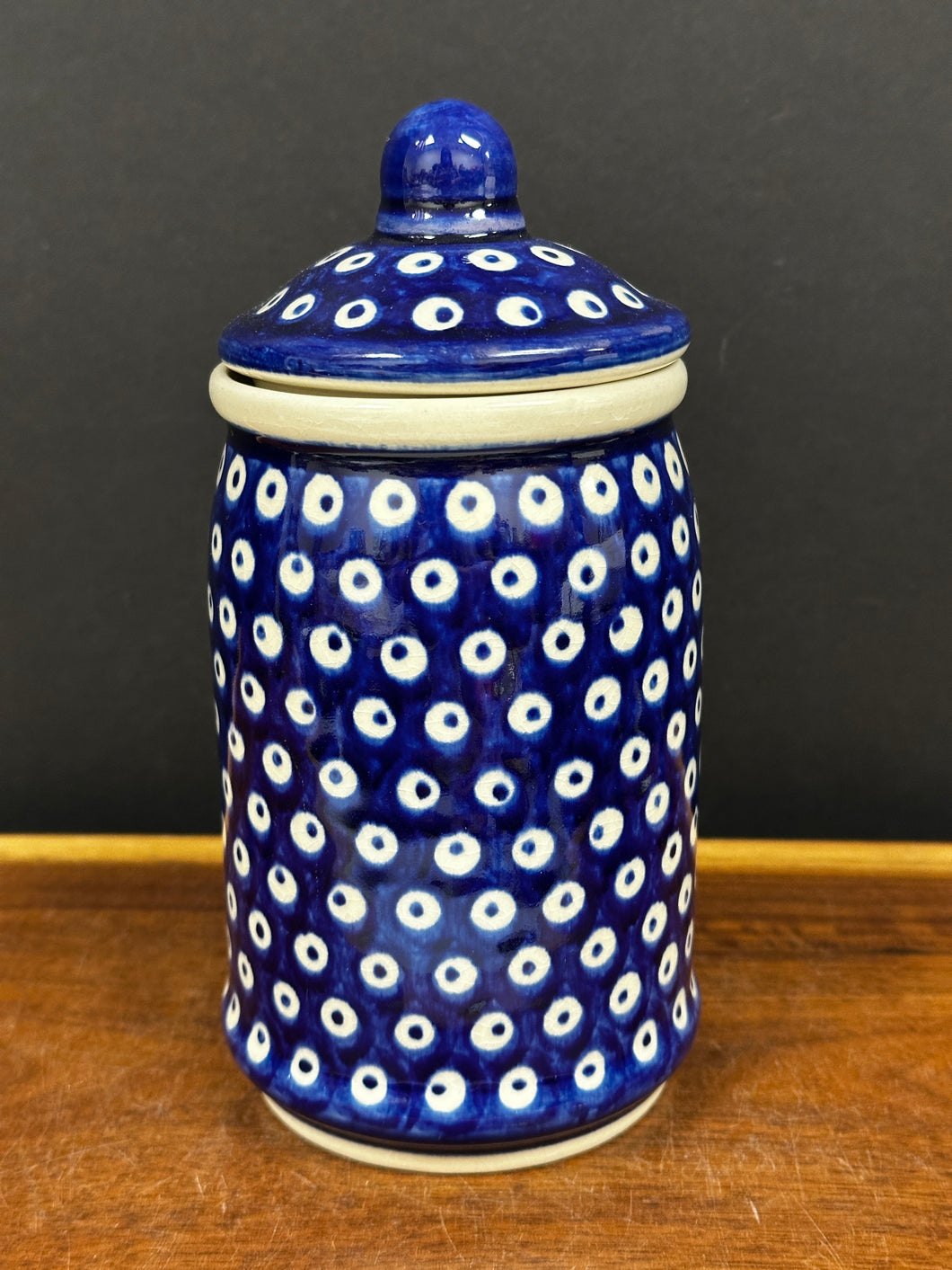 Canister w/Notched Lid, Pre-owned - Dots