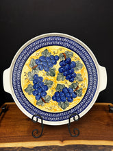 Load image into Gallery viewer, Platter, Pizza 12.5&quot; Plus Handles - Tuscan Grapes
