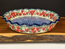 Load image into Gallery viewer, Pie Plate, Fluted 10" - Red Pansy
