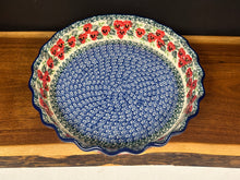 Load image into Gallery viewer, Pie Plate, Fluted 10" - Red Pansy
