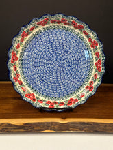 Load image into Gallery viewer, Pie Plate, Fluted 10" - Red Pansy
