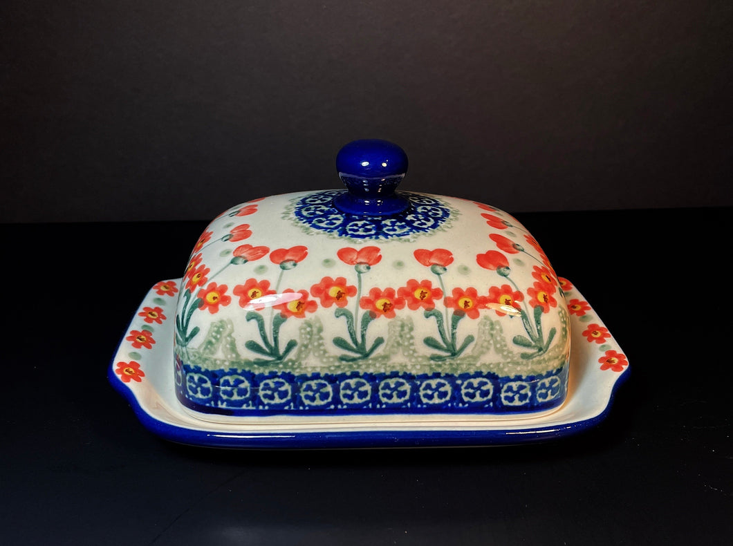 Butter Dish - Peach Spring Daisy